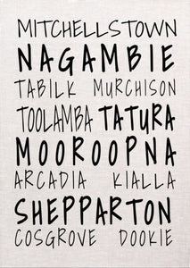 Shepparton area tea towel