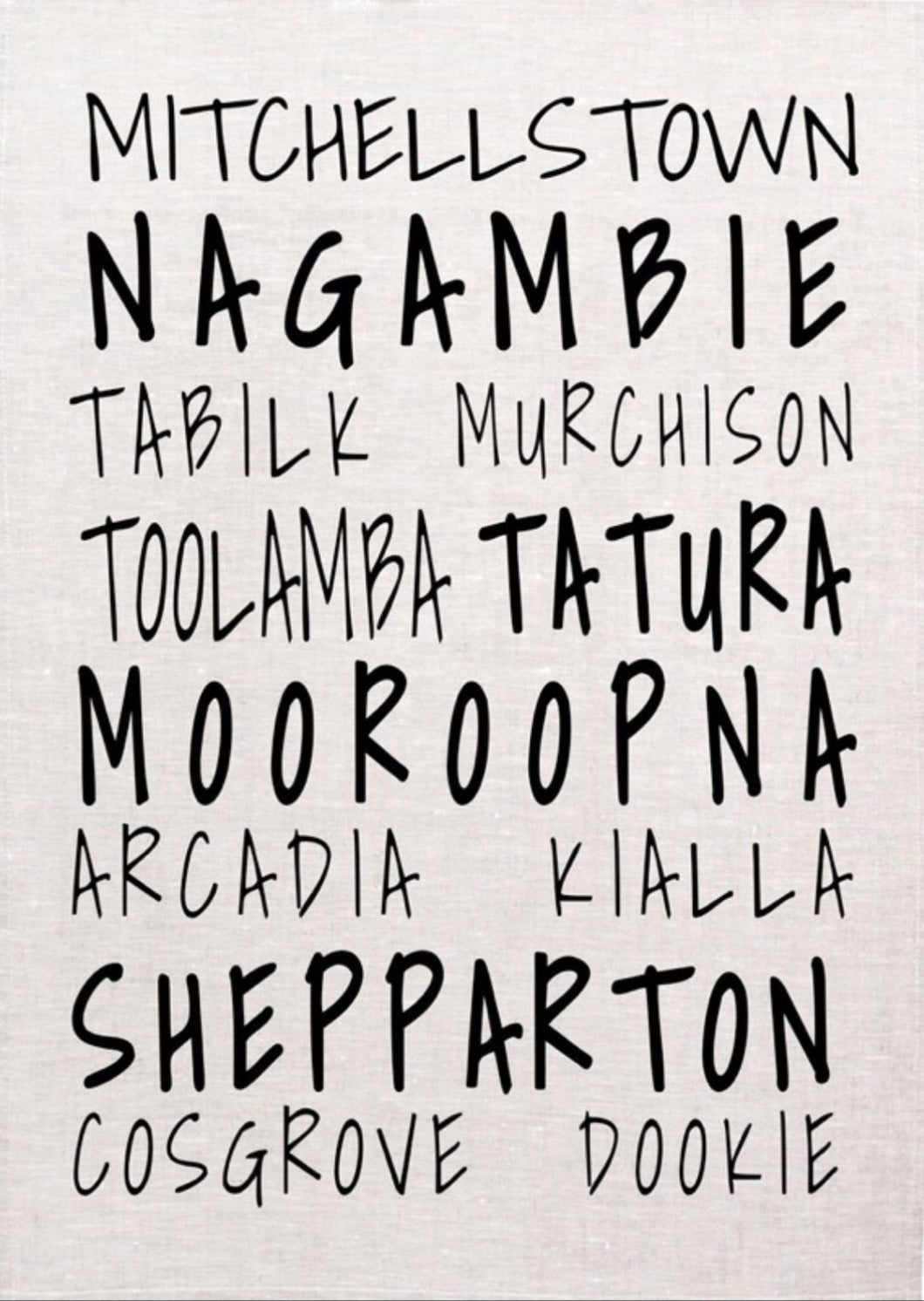 Shepparton area tea towel